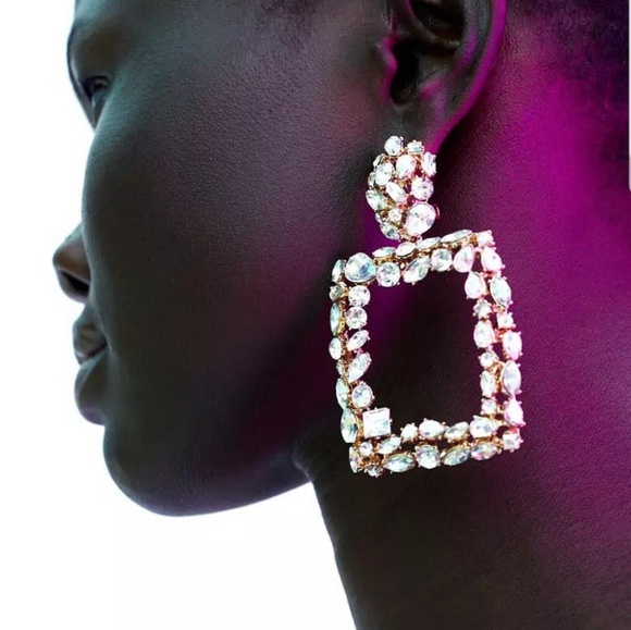 Square Crystal Earrings Chandelier Earrings - Picture 7 of 7